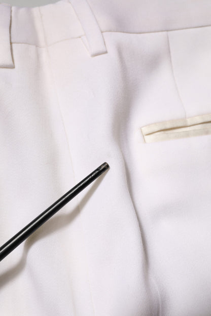 White Polyester Tapered Formal Trouser Pants
