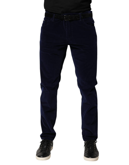 Navy Blue Cotton Tapered Formal Trouser Pants