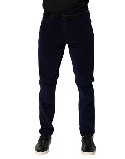 Navy Blue Cotton Tapered Formal Trouser Pants