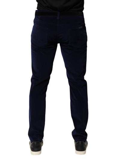Navy Blue Cotton Tapered Formal Trouser Pants