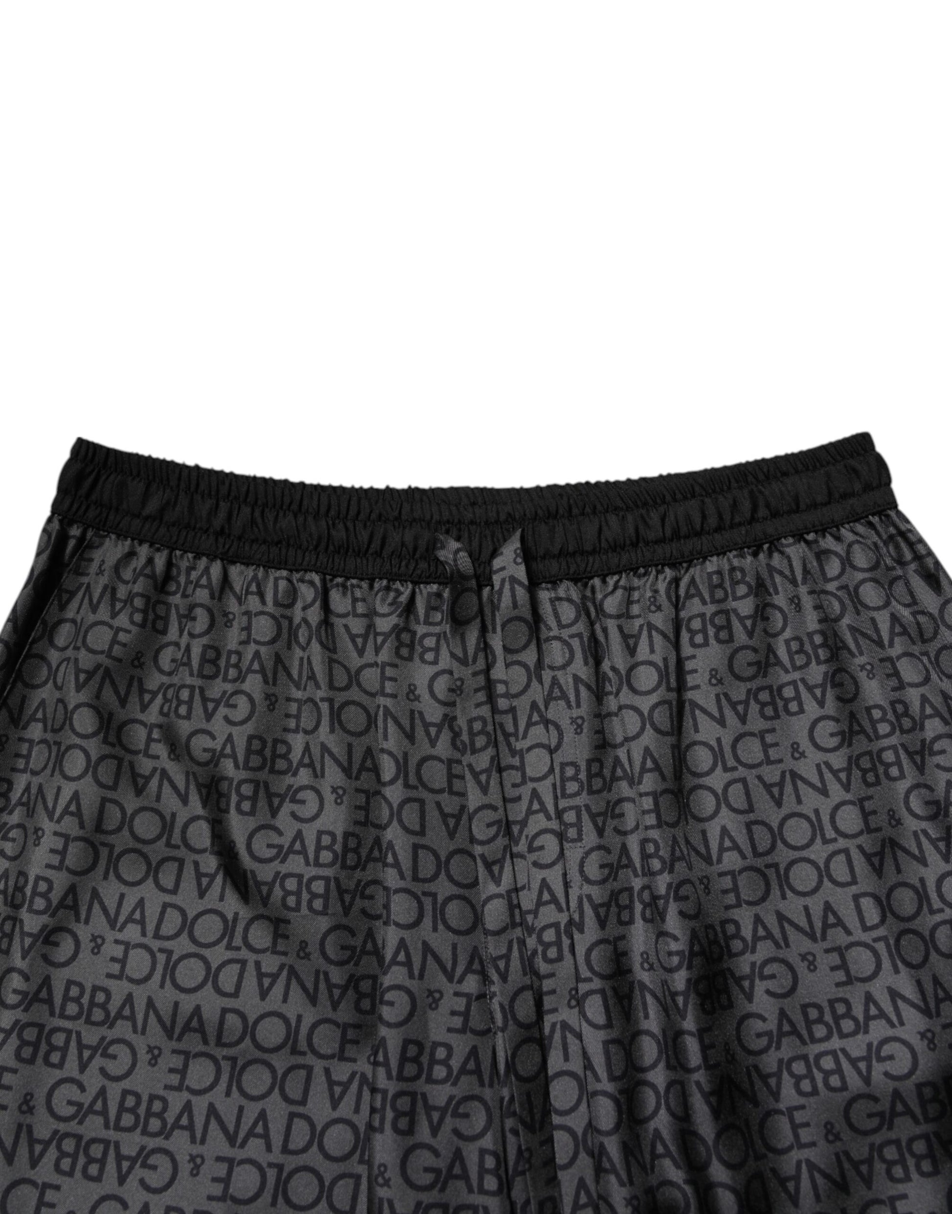 Gray Black Silk DG Logo Men Bermuda Shorts