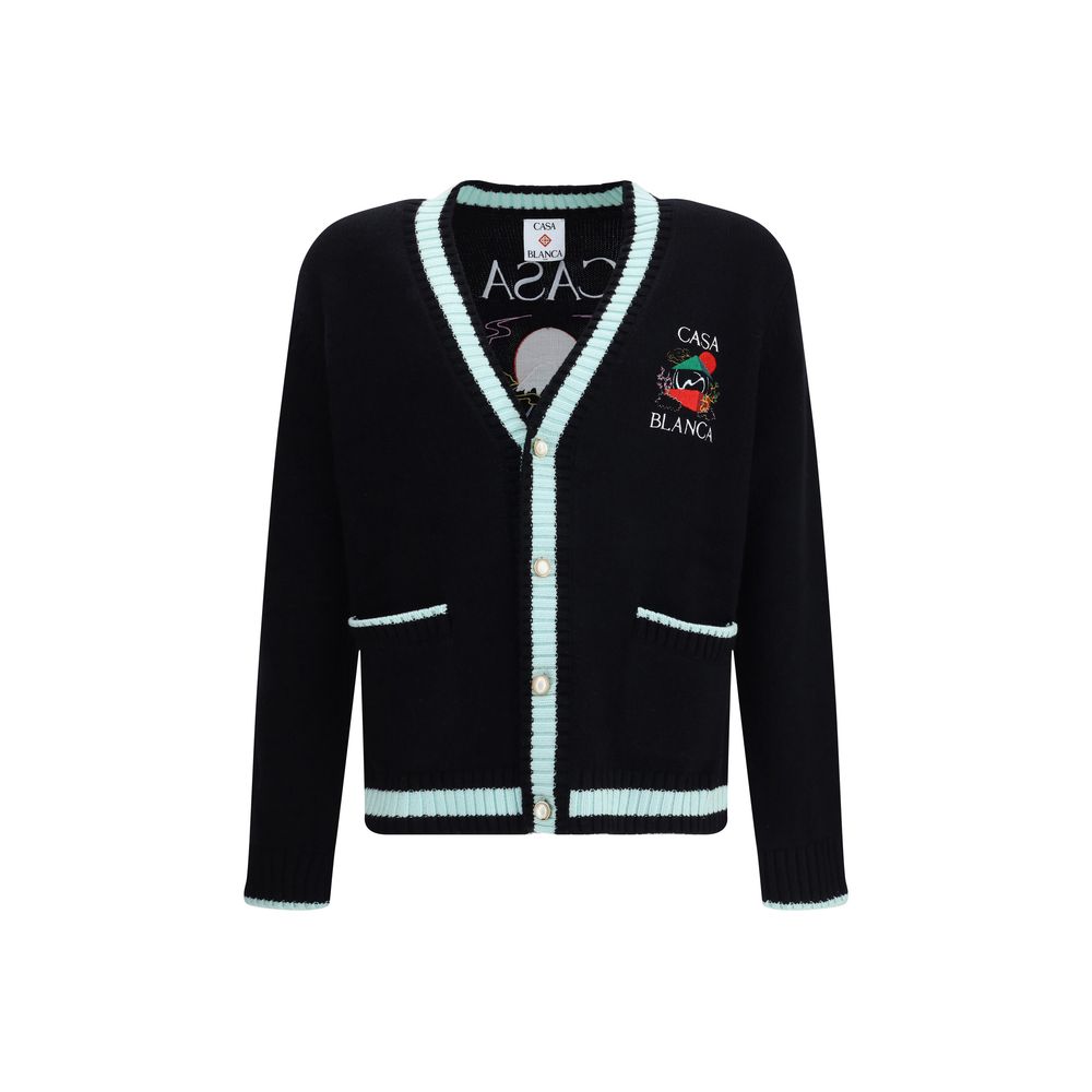Black Merino Wool Cardigan