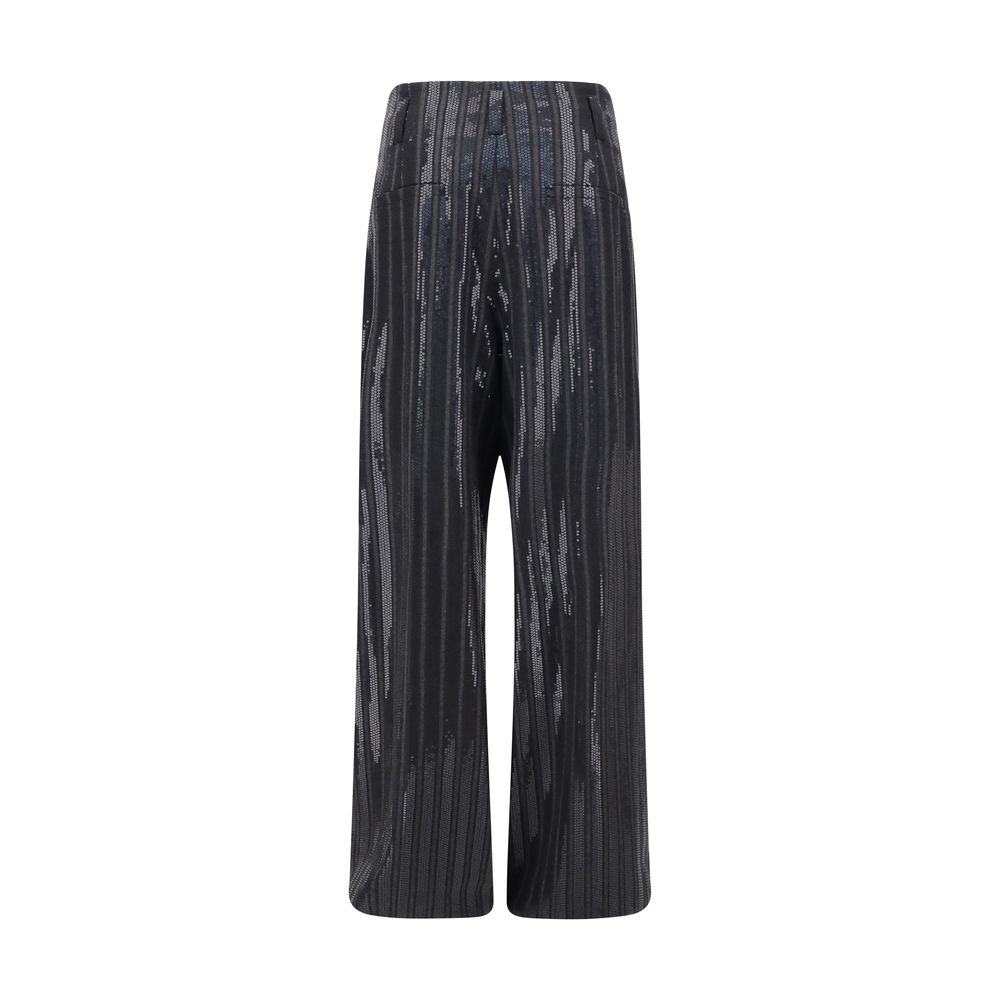 Gray Fleece Wool Casual Pants