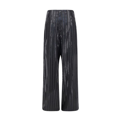 Gray Fleece Wool Casual Pants
