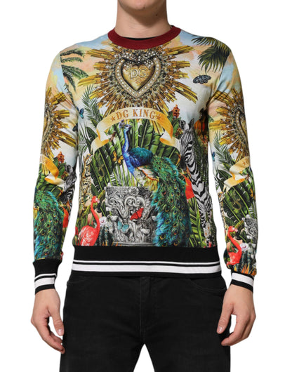 Tropical Heart Crown Silk Pullover Sweater