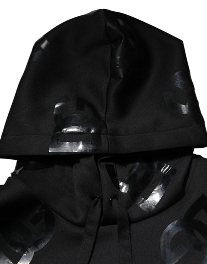 Black DG Logo Hoodie Metallic Print Sweater
