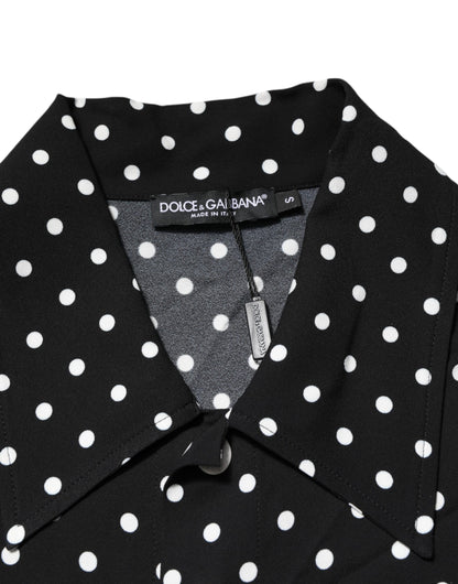 Black Polka Dot Short Sleeves Collared Polo T-shirt