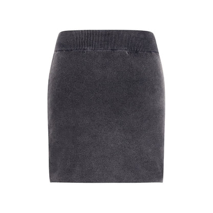 Gray Cotton Mini Skirt