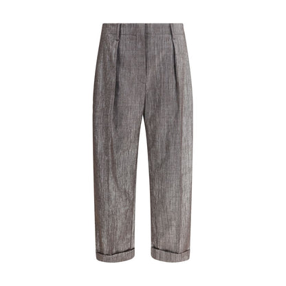 Brown Polyester Casual Pants