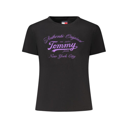 Black Cotton Women T-Shirt