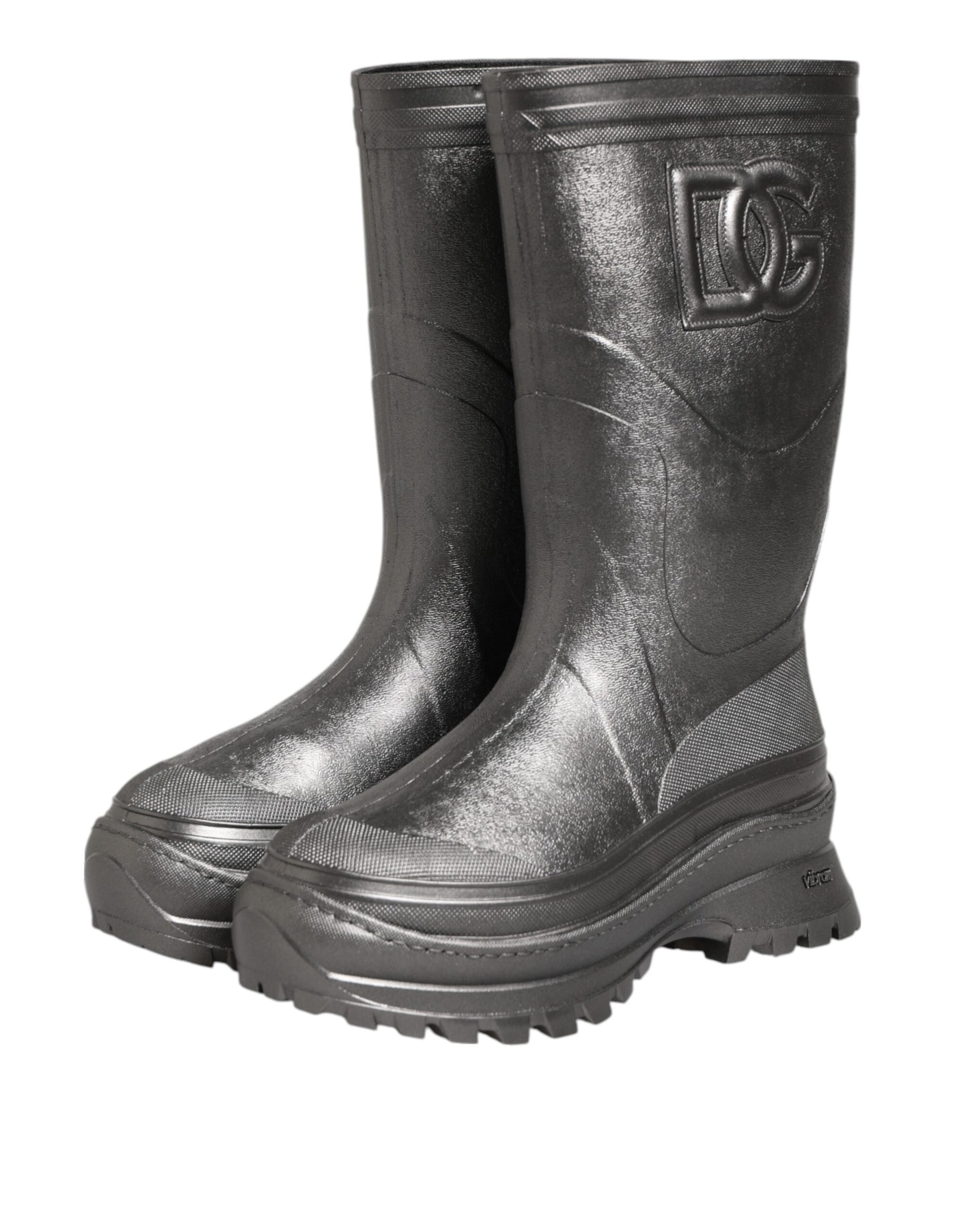 Black Argento Pull On Rain Boots Shoes