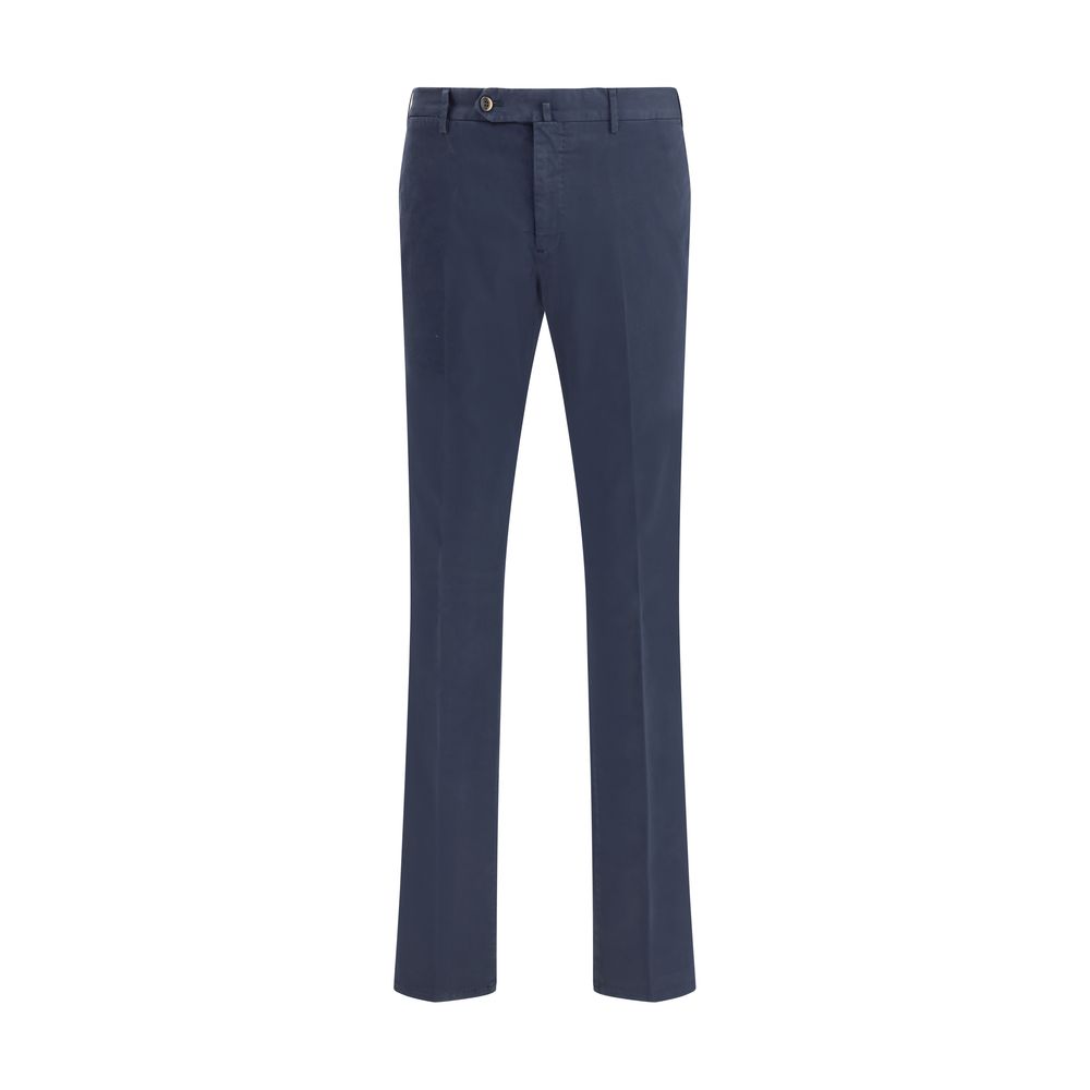 Blue Elastane Casual Pants