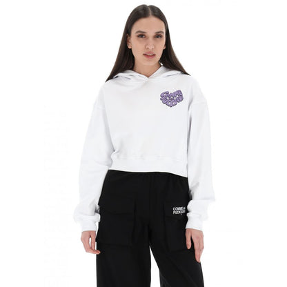 White Cotton Women Sweatshirt