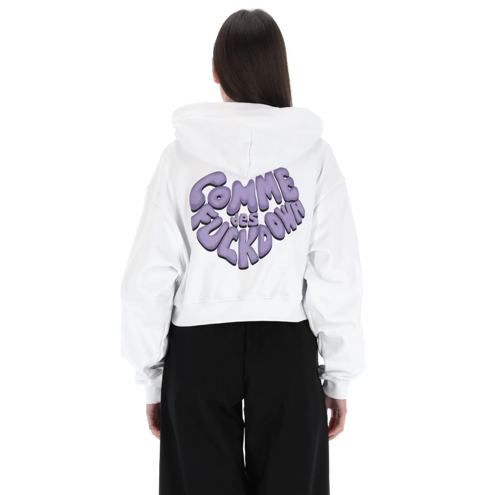 White Cotton Women Sweatshirt