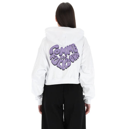 White Cotton Women Sweatshirt