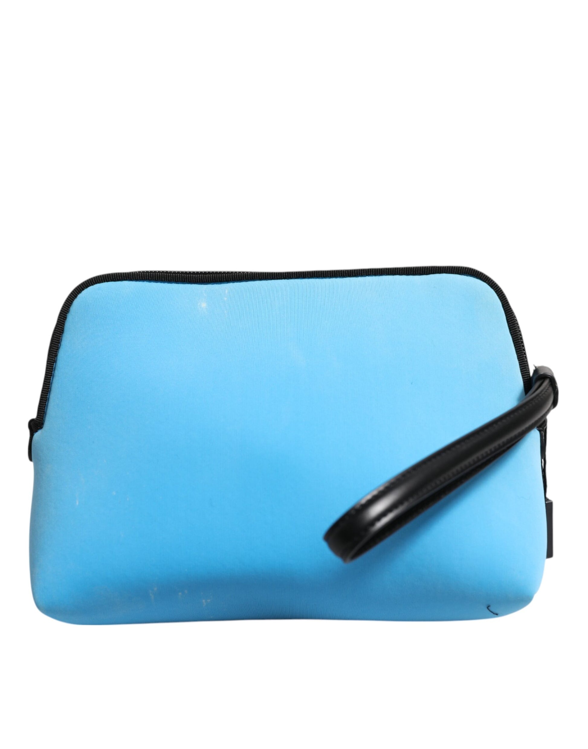 Blue Nylon DG Logo Print Clutch Zip Pouch Bag