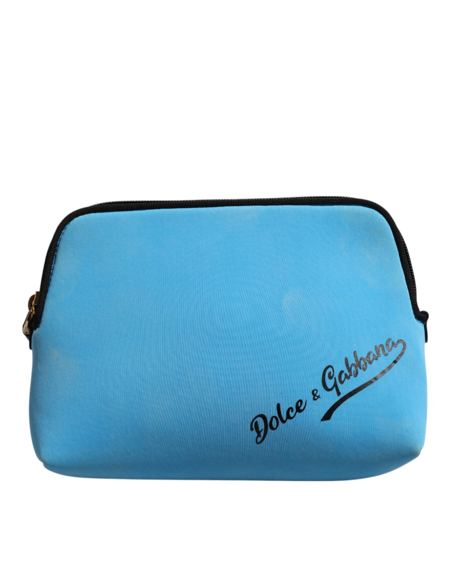 Blue Nylon DG Logo Print Clutch Zip Pouch Bag