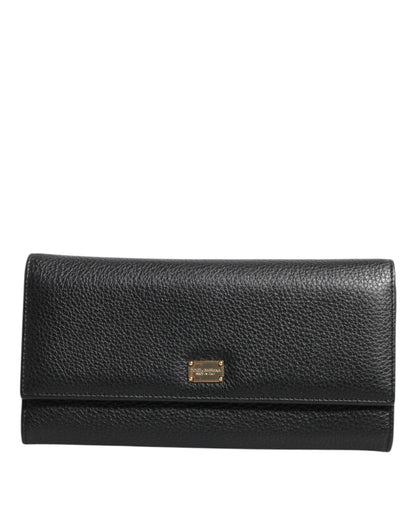 Black Leather Trifold Logo Plaque Card Holder Wallet