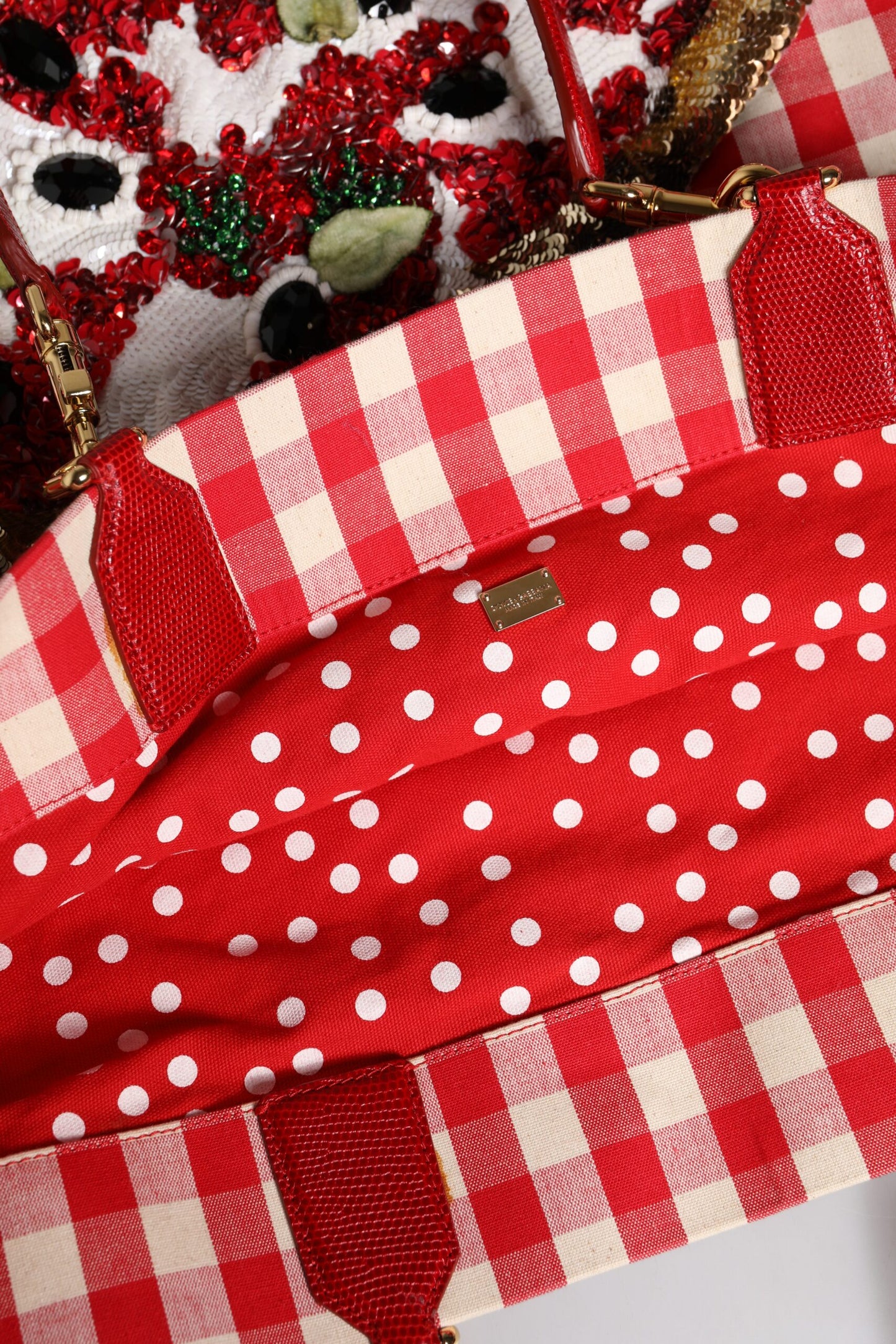 Red I Love Pizza Rhinestone Embellished Tote Bag