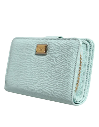 Mint Green Leather Bifold Continental Clutch Wallet