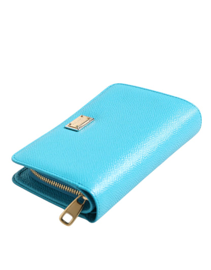 Light Blue Leather Bifold Continental Clutch Wallet