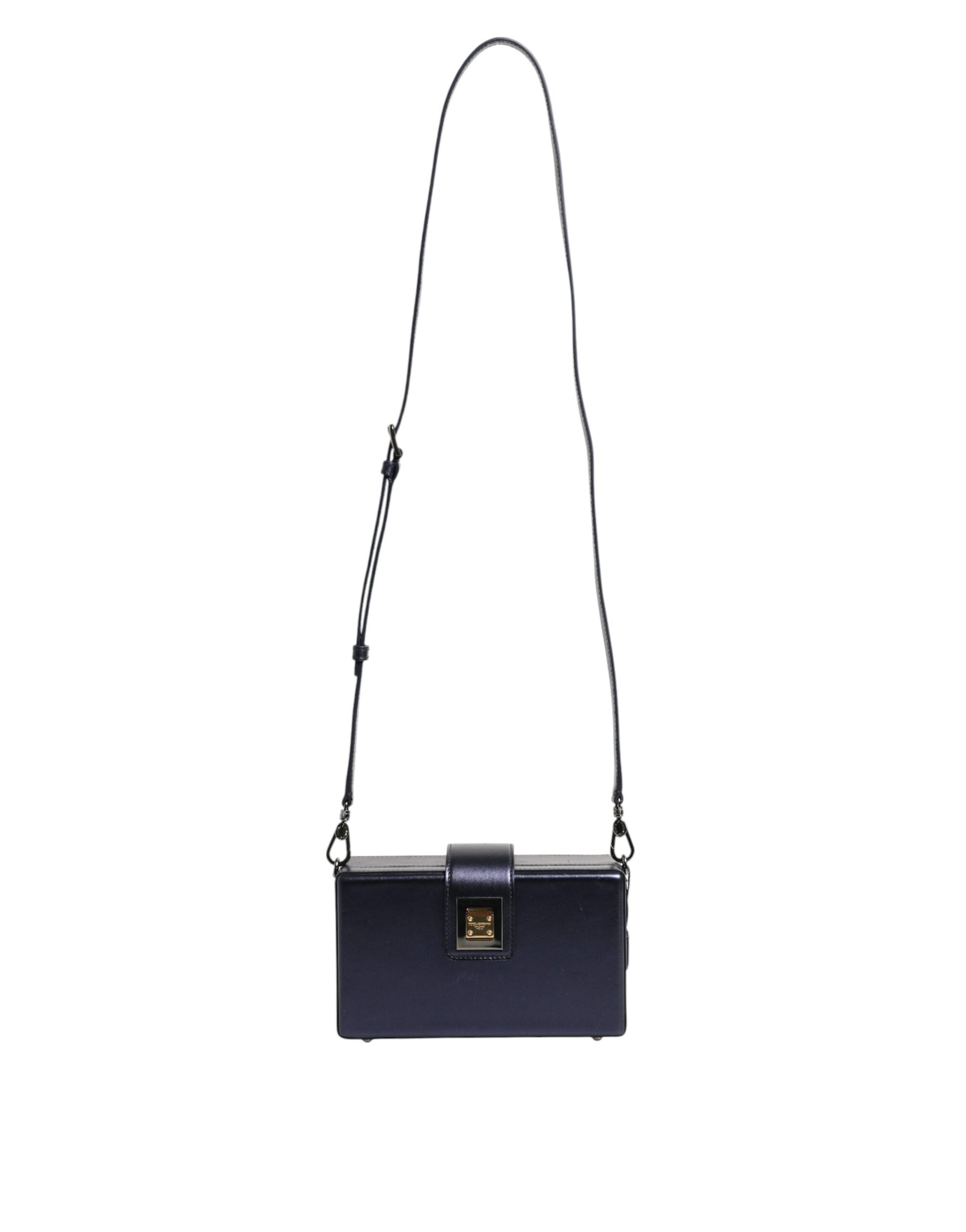 Blue DG BOX Lambskin Leather Crossbody Strap Bag