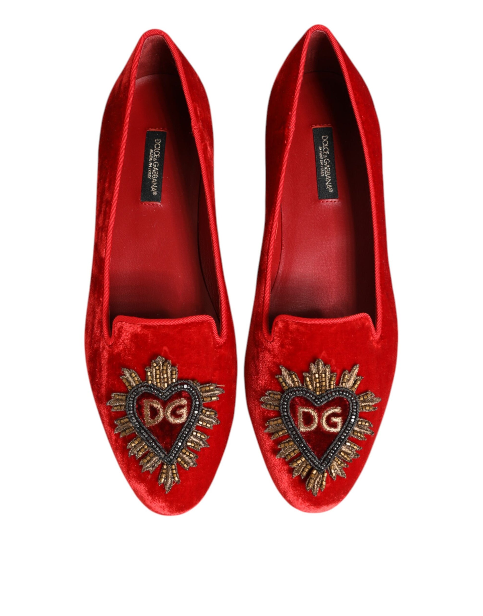 Red Velvet DG Heart Loafers Flat Shoes