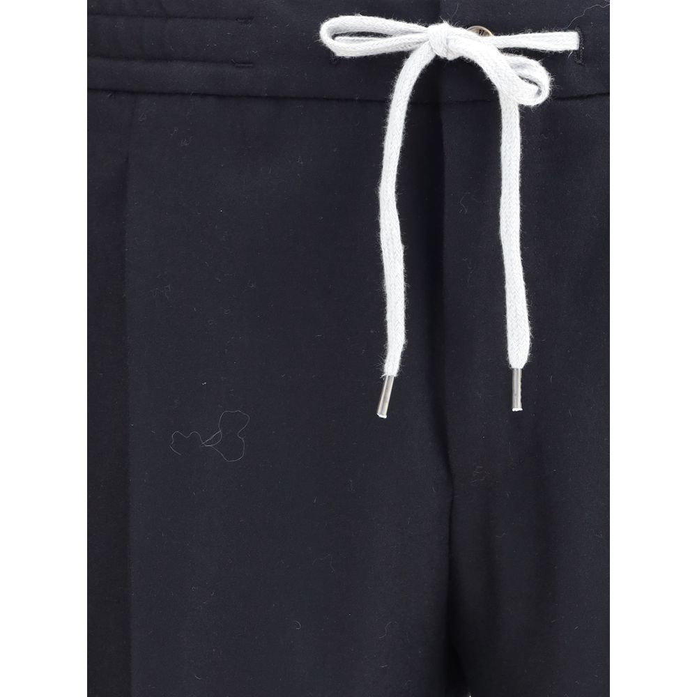 Black Fleece Wool Casual Pants