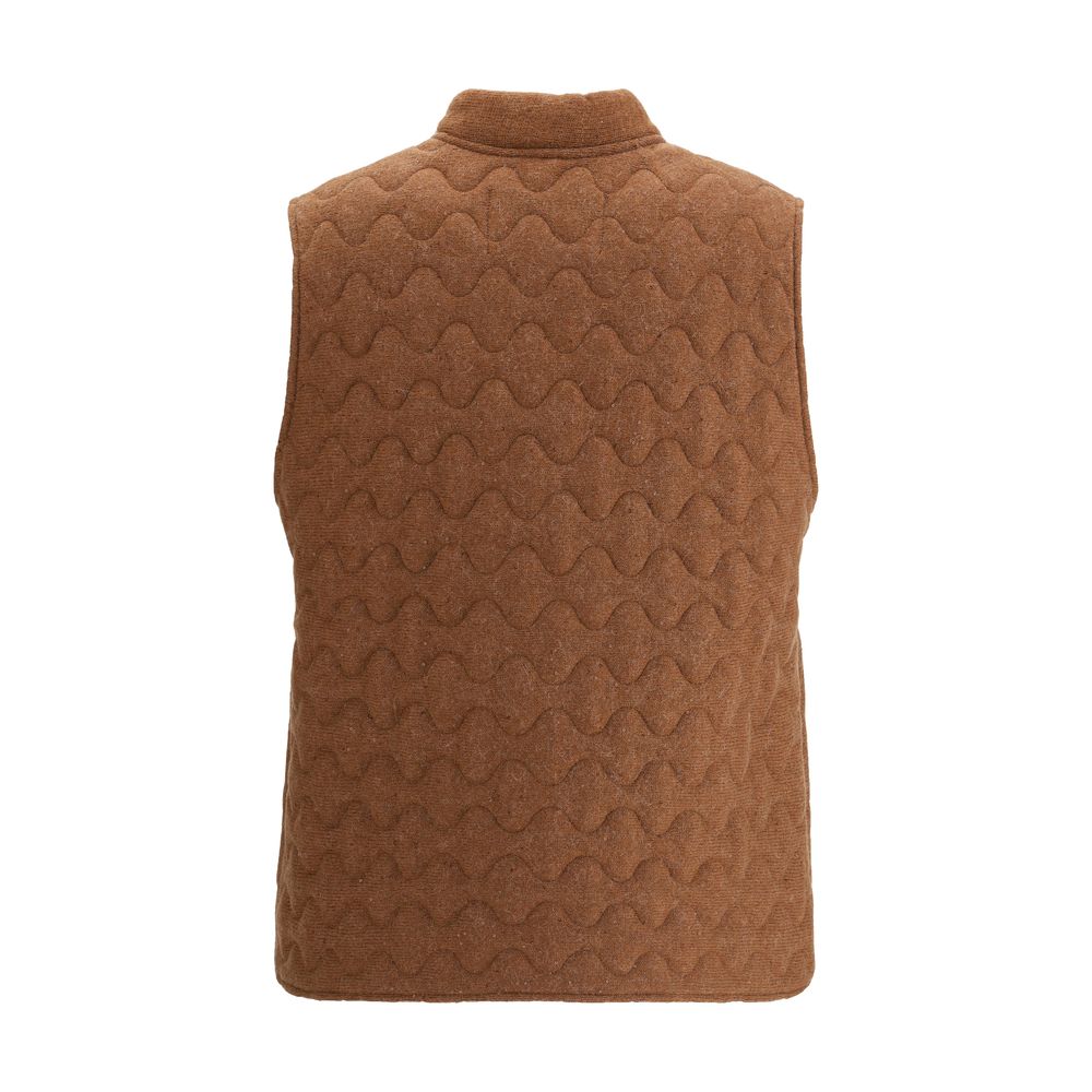 Brown Fleece Wool Sleveless Jacket