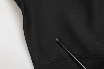 Black Polyester Turtleneck Pullover Sweater