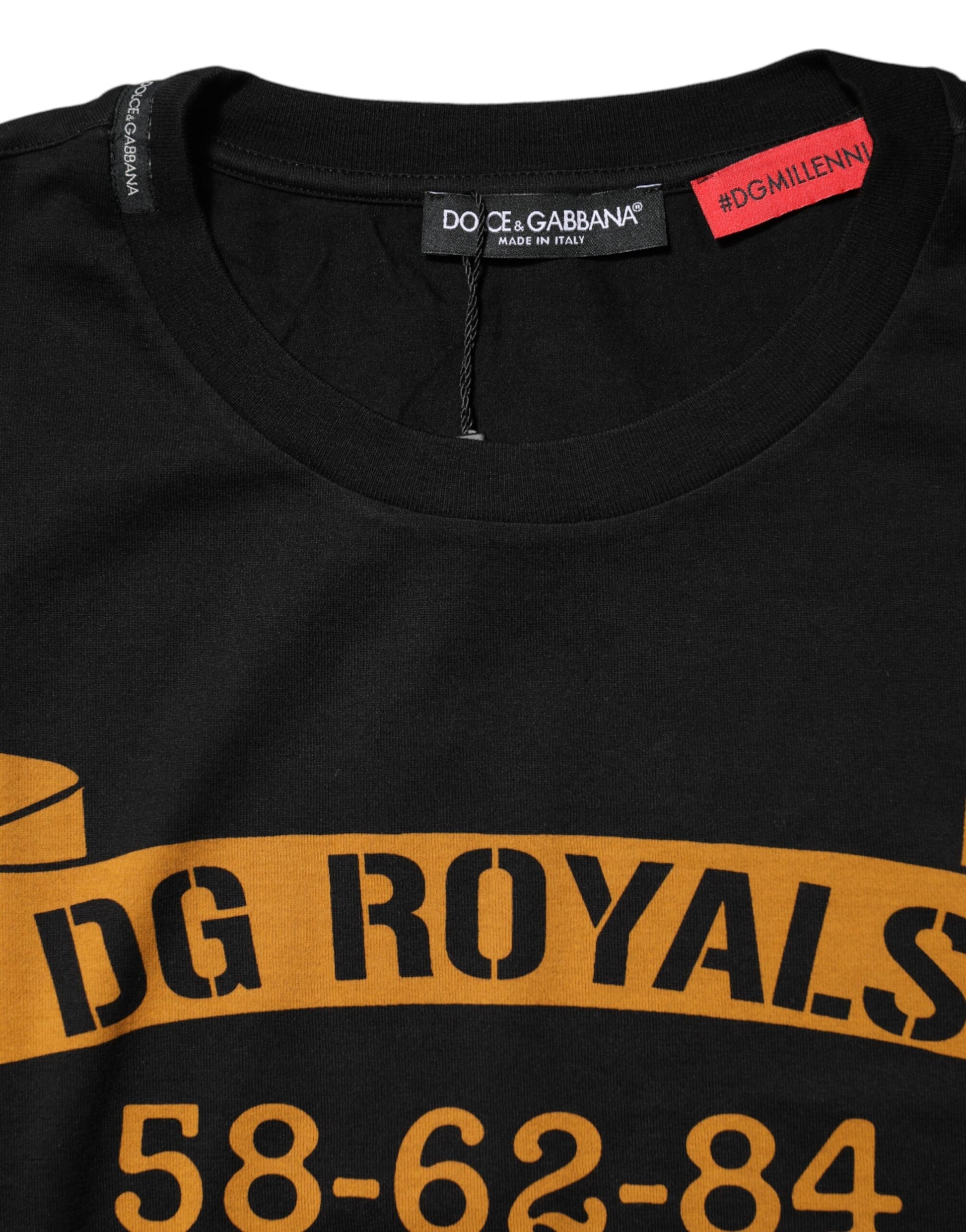 Black DG Royals Cotton Crew Neck T-shirt