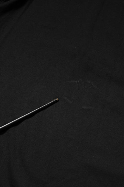 Black Embossed Logo Cotton Crew Neck T-shirt