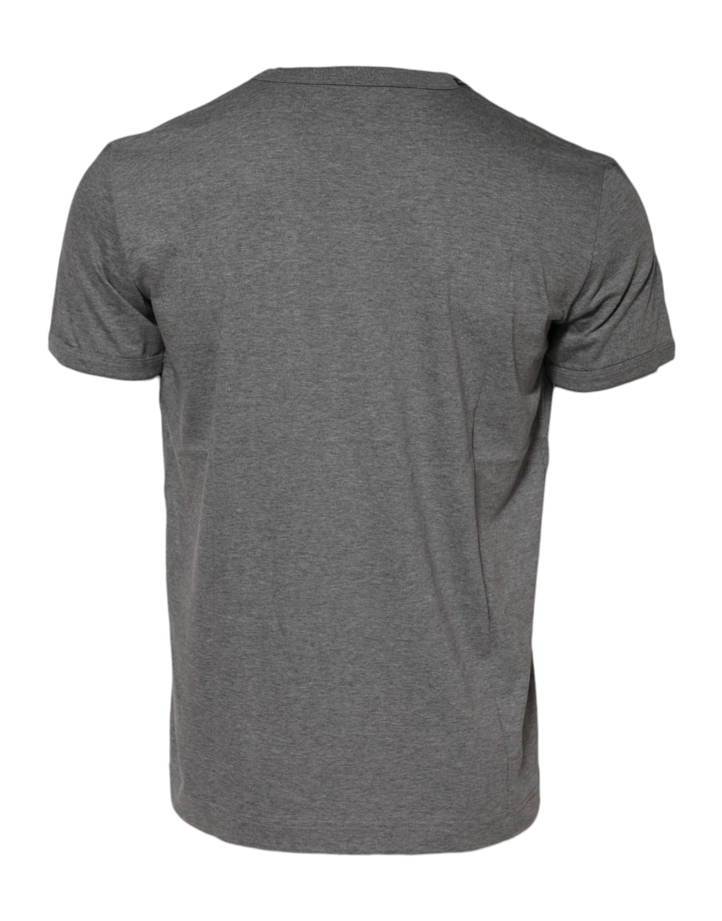 Gray Cotton Crew Neck Short Sleeves T-shirt