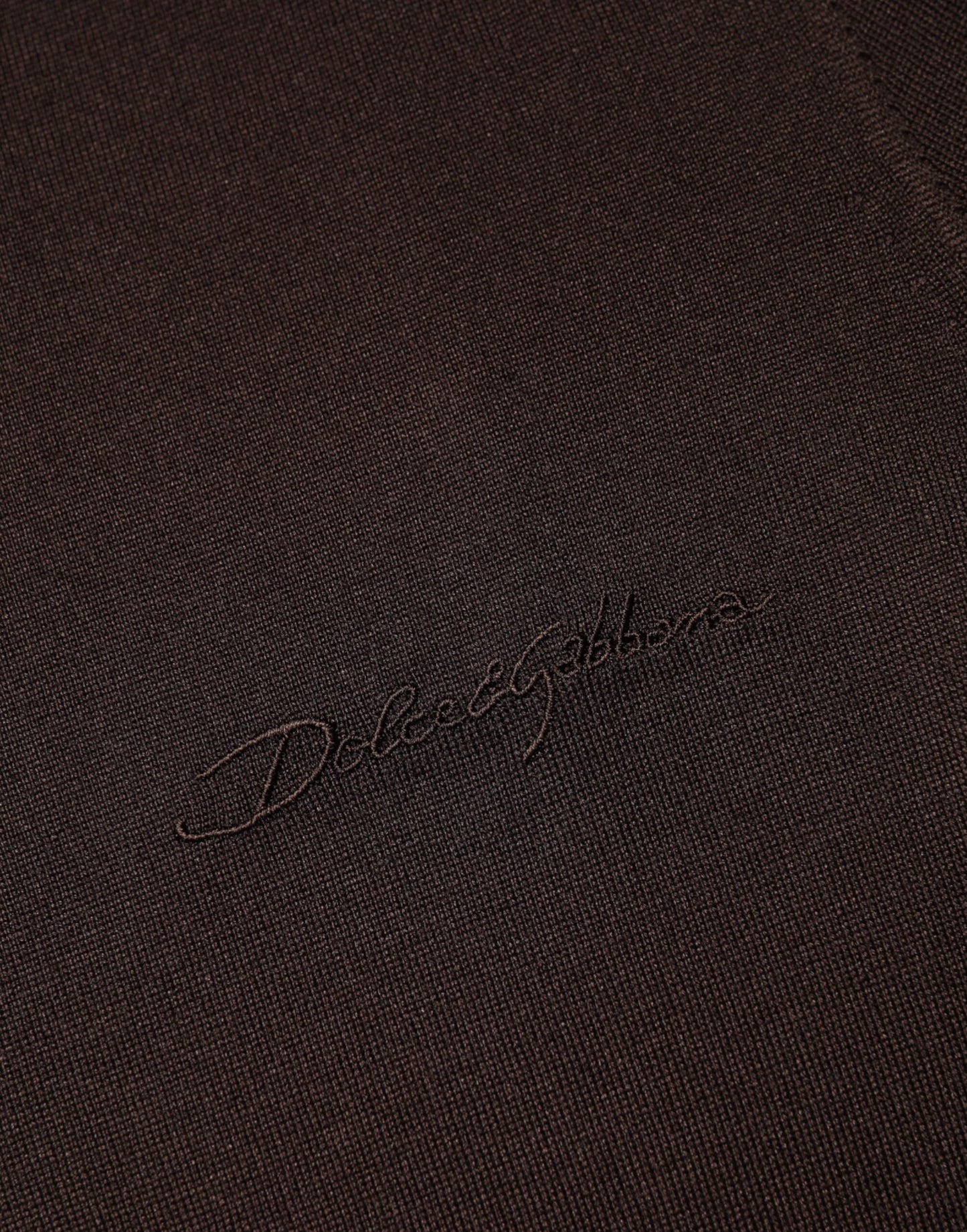 Brown Silk Crew Neck Short Sleeves T-shirt