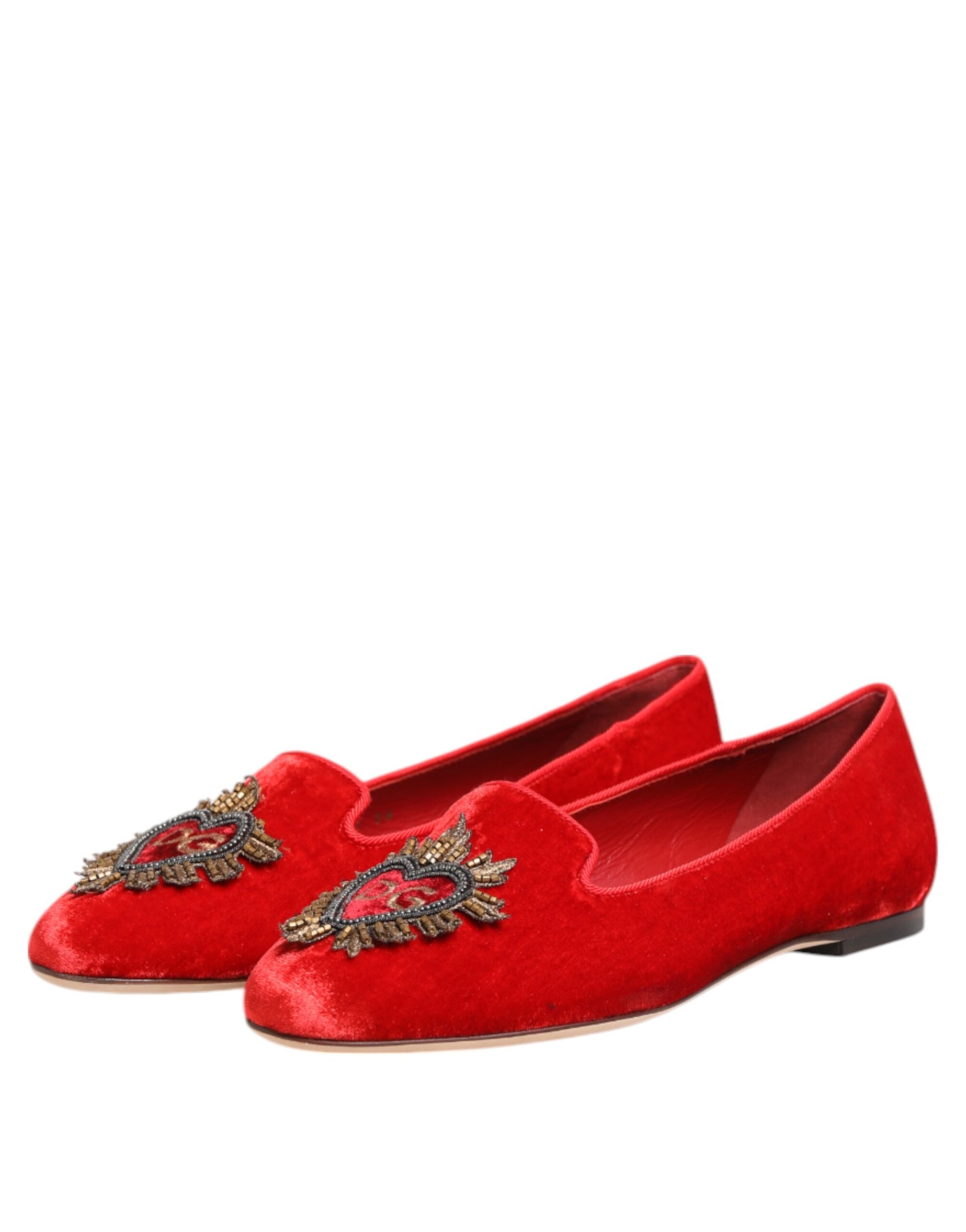 Red Velvet DG Heart Loafers Flats Shoes