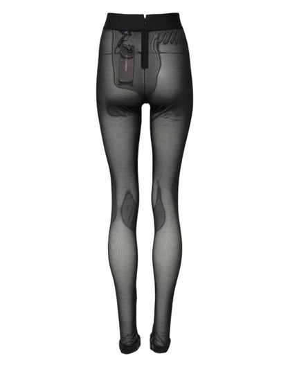 Black Nylon Leggings Stretch Pants