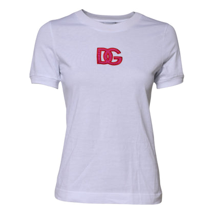 White Cotton DG Logo Embroidery Top T-shirt