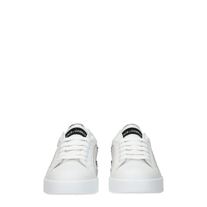 White Leather Low Top Sneakers