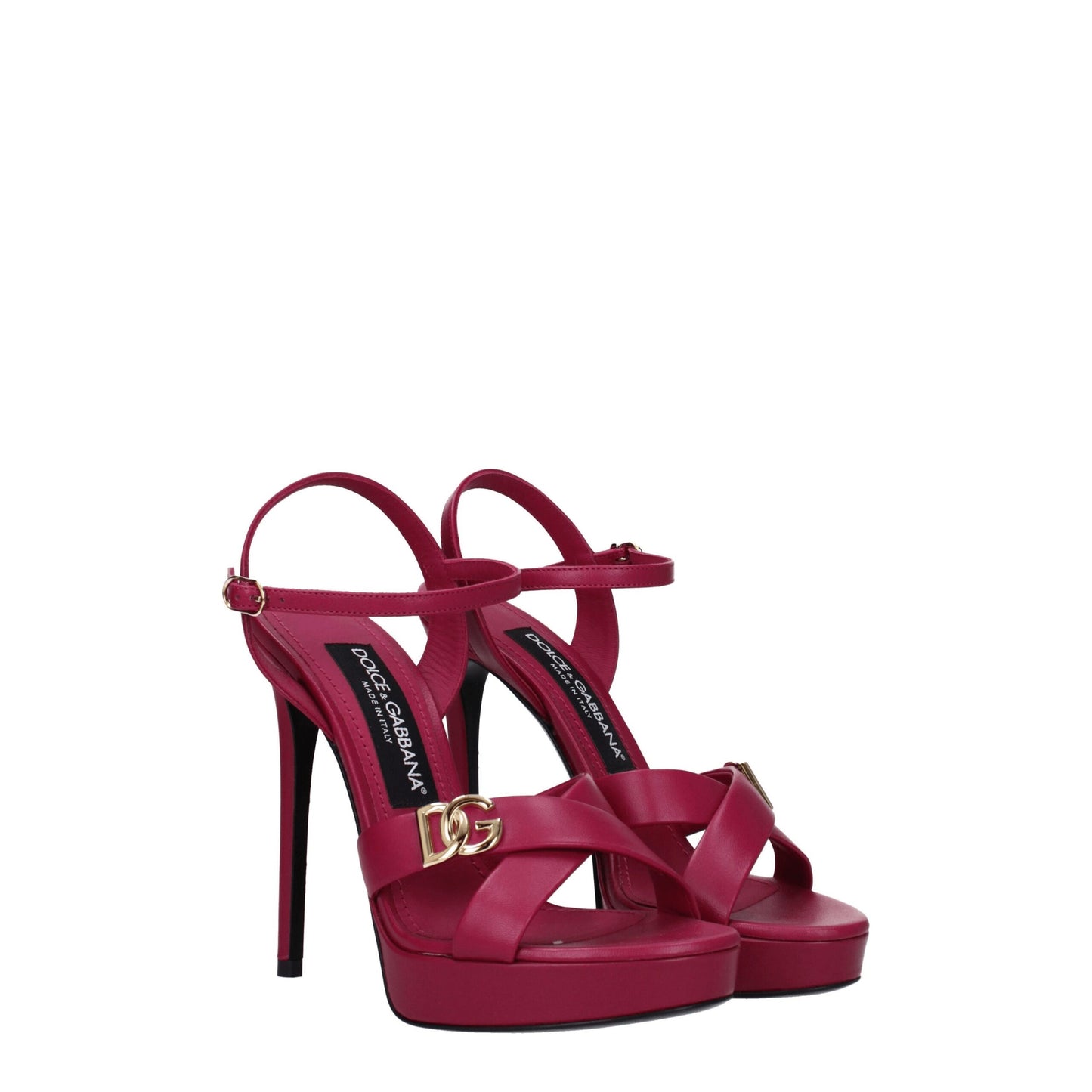Pink Leather Platform Sandals