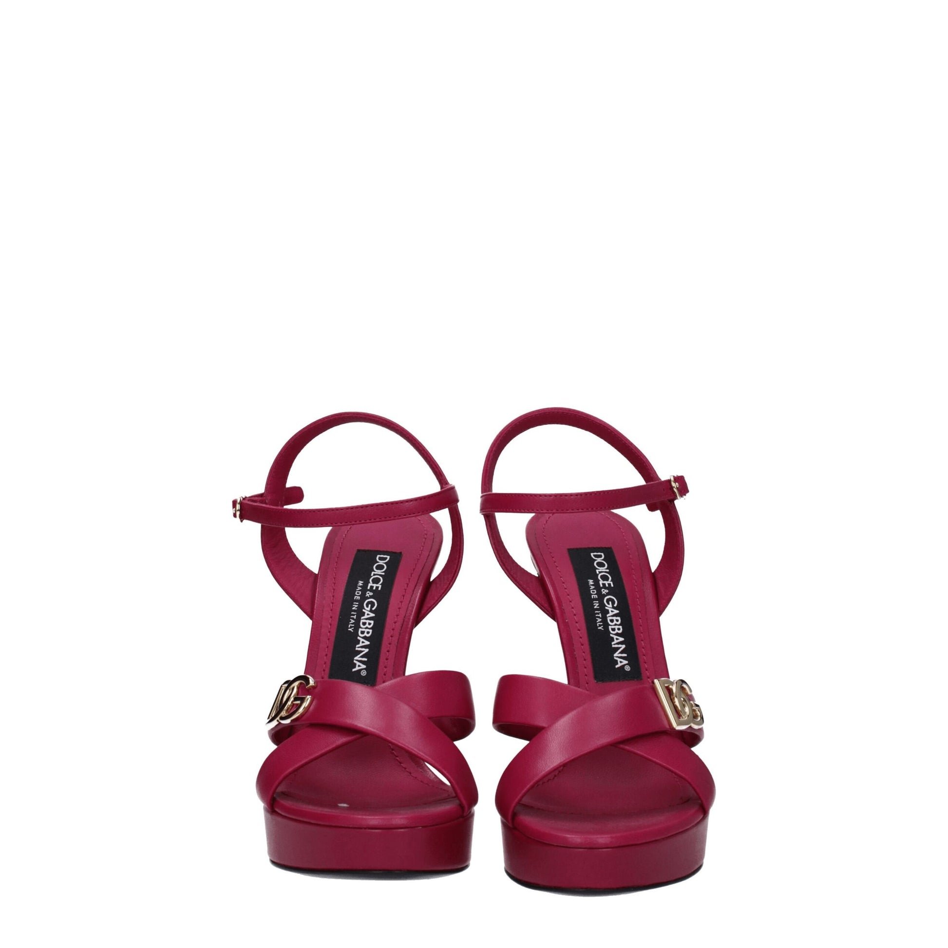 Pink Leather Platform Sandals