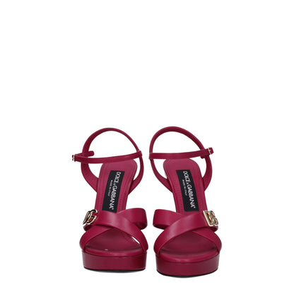 Pink Leather Platform Sandals