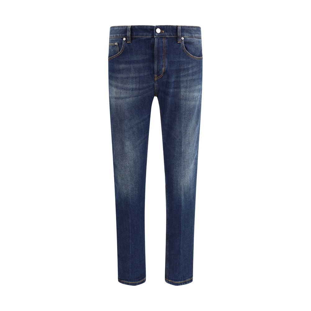 Blue Cotton Slim Fit Jeans