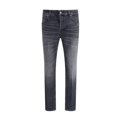 Gray Cotton Slim Fit Jeans