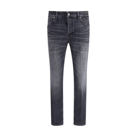 Gray Cotton Slim Fit Jeans