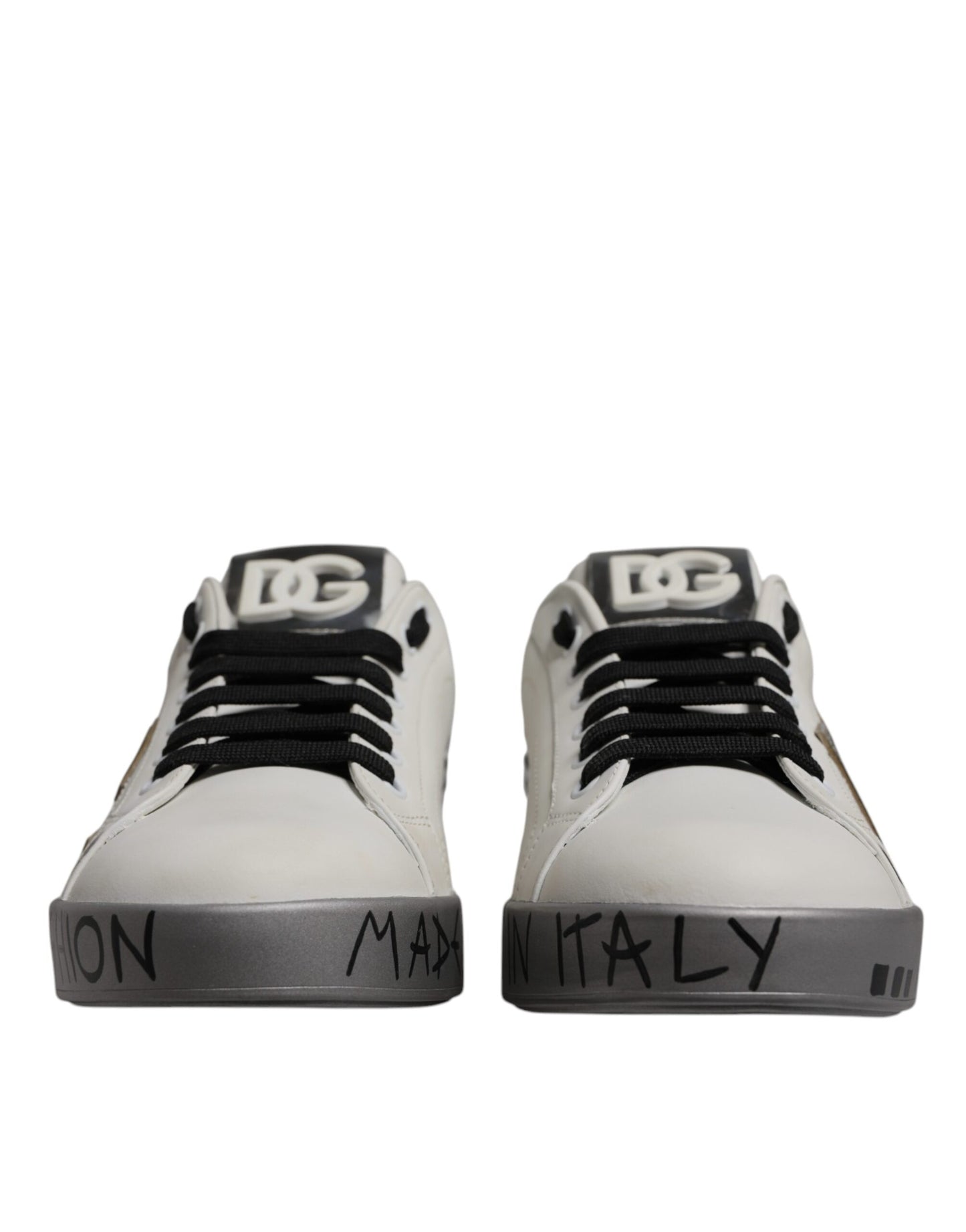 White Crystal Logo Portofino Sneakers Shoes