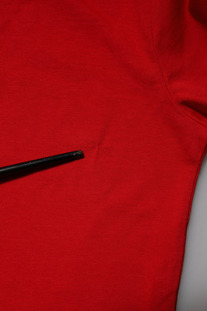 Red Cotton Short Sleeves Crew Neck Top T-shirt