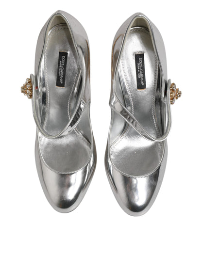 Silver Chandelier Sculpted Heel Mary Jane Pump Shoes