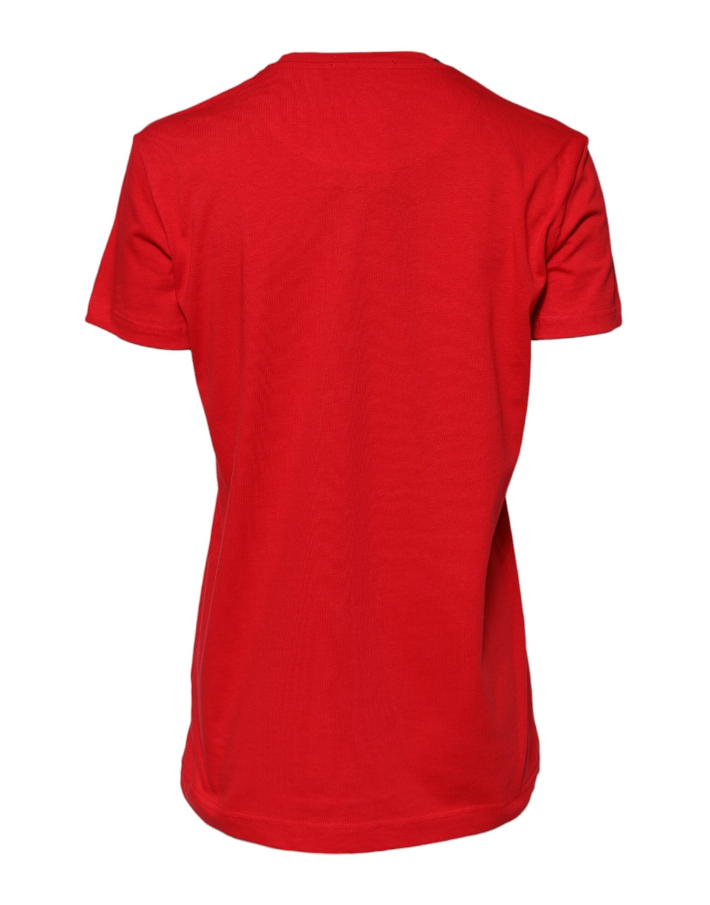 Red Plain Short Sleeves Crew Neck Top T-shirt