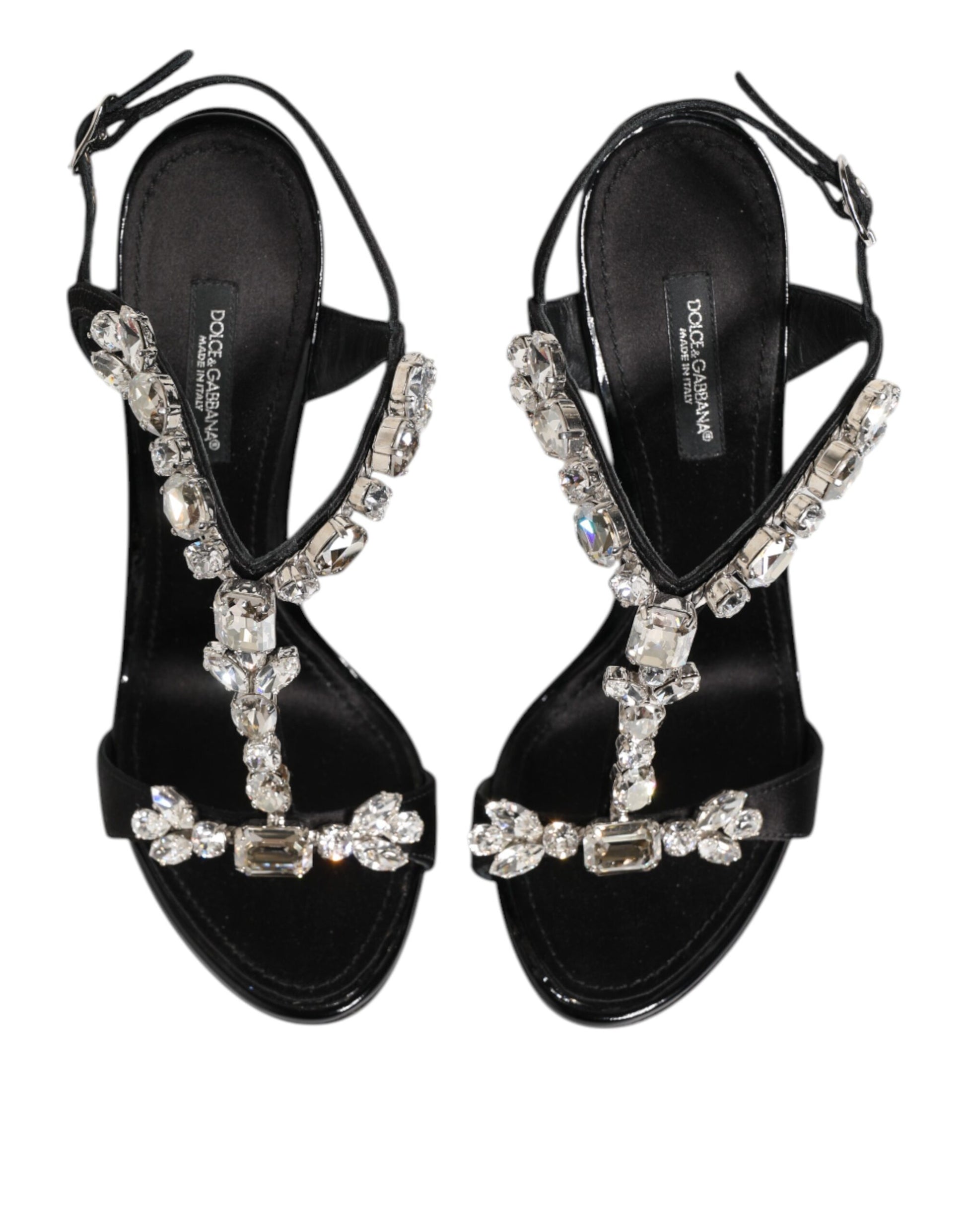 Black Keira Crystals Heels Sandals Shoes