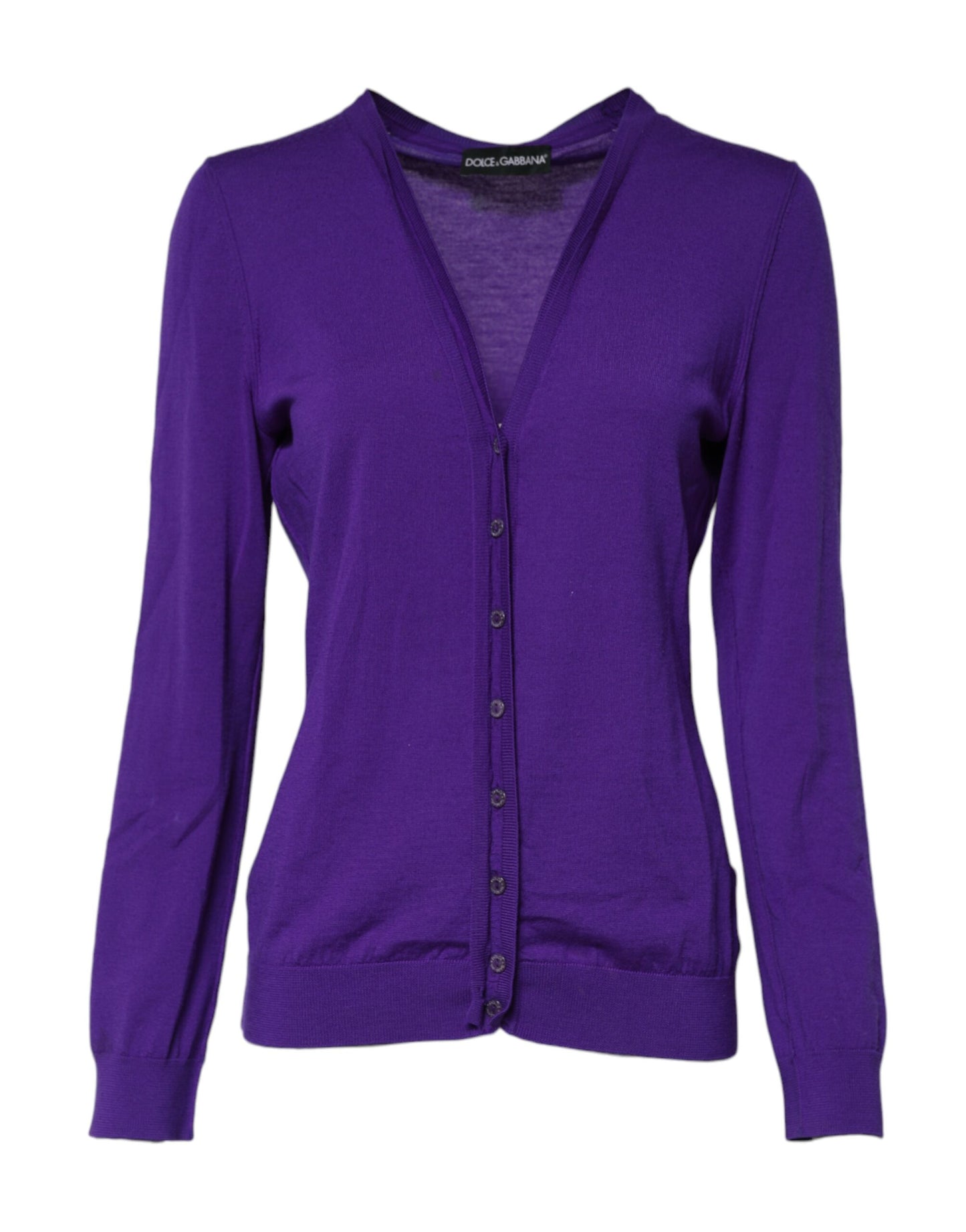 Purple Wool Knit V-neck Cardigan Sweater
